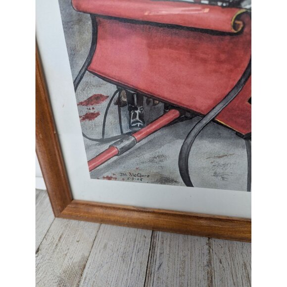 Jane McClure Jane's Prints Santa Claus Sleigh Cat Kittens Country Framed Print - Picture 2 of 4